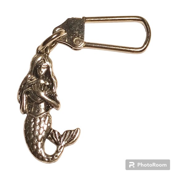 Mermaid Zipper Pull Purse Charm Keychain Backpack Silver Tone Metal Island Beach - Picture 2 of 7